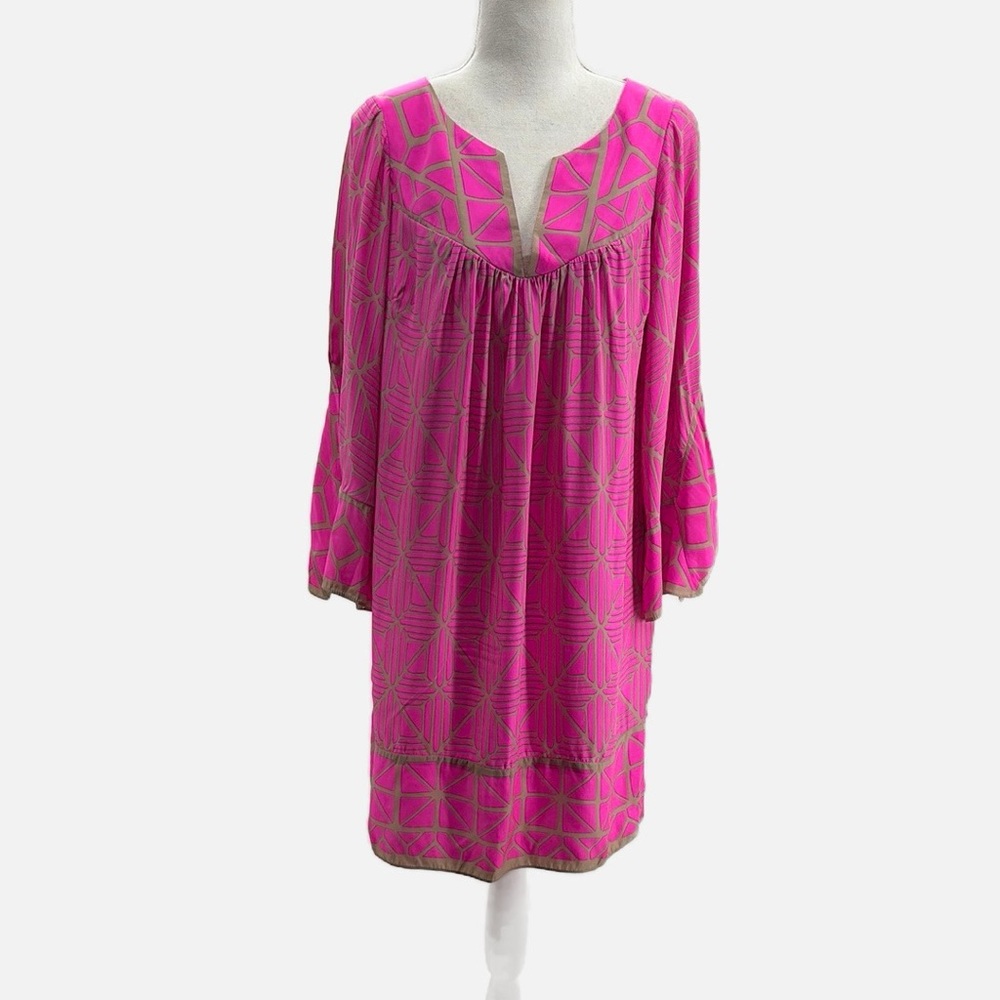 Alice & Trixie 100% Silk Boho Inspired Tunic Dress in Hot Pink - Size Medium